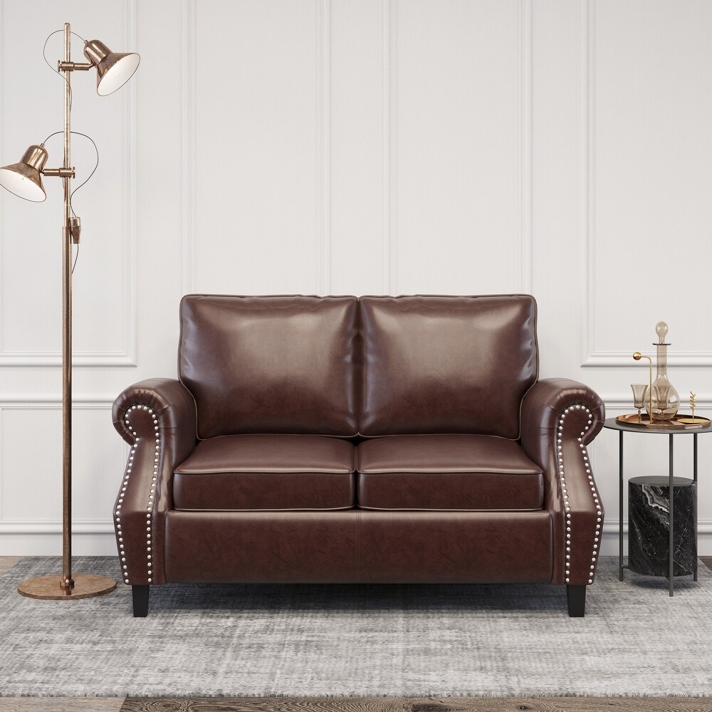 Lawton Faux Leather Loveseat with Nailhead Trim by Christopher Knight Home