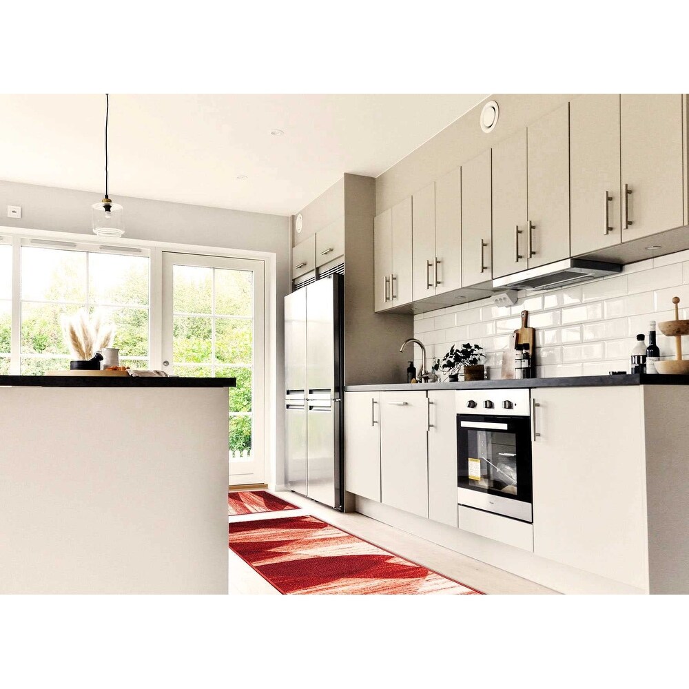 Gloria Non Slip 2 pieces Stripe Design Kitchen Rug Set Kitchen Mat and Runner Doormat Non Skid Carpet  20\