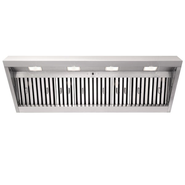 30-60Inch Insert/Built-in Range Hood， Ultra Quiet， Powerful Suction Stainless Steel Kitchen Vent Hood with Dimmable LED Light