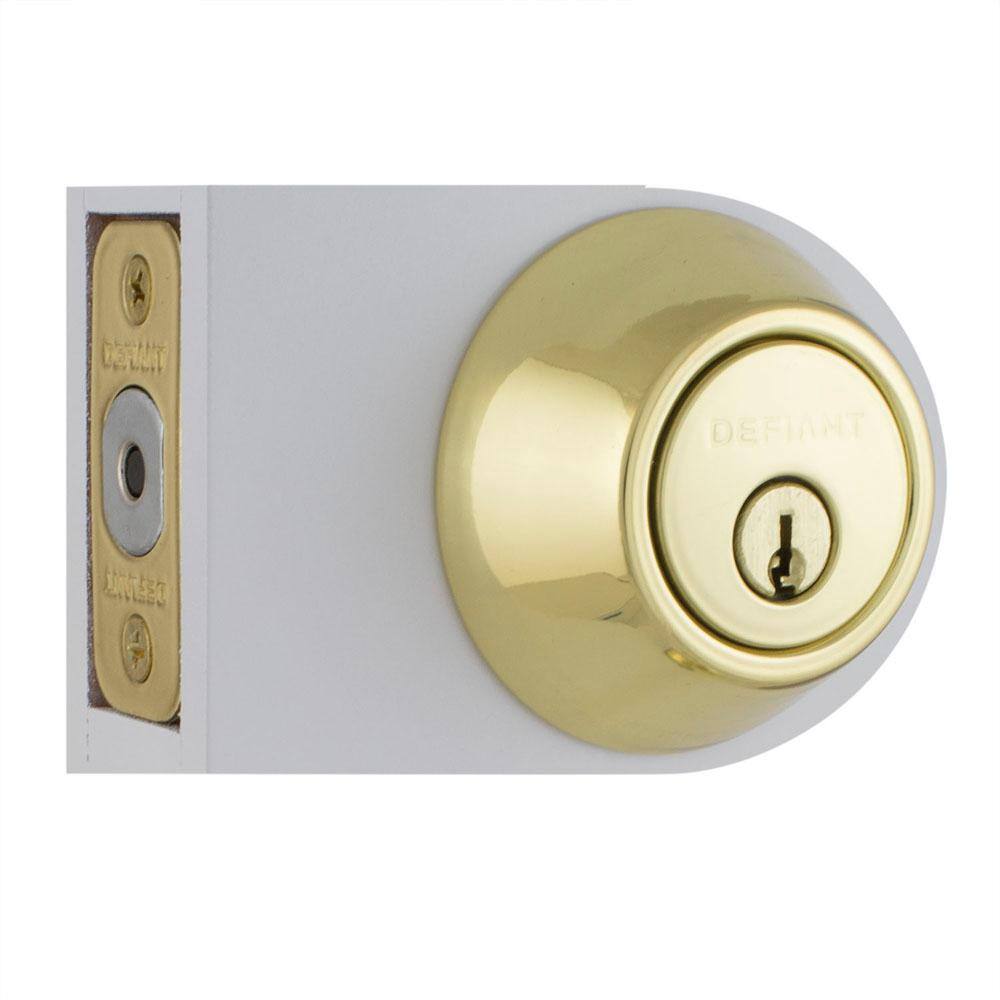 Defiant Single Cylinder Polished Brass Deadbolt DL71