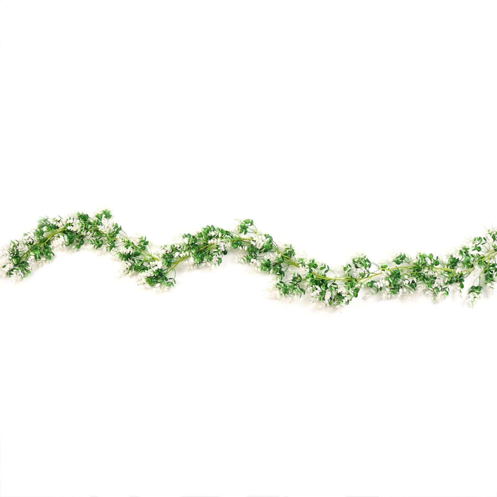 White / Green Artificial Eucalyptus Leaf Table Garland, Real Touch Hanging Greenery Vine 6ft