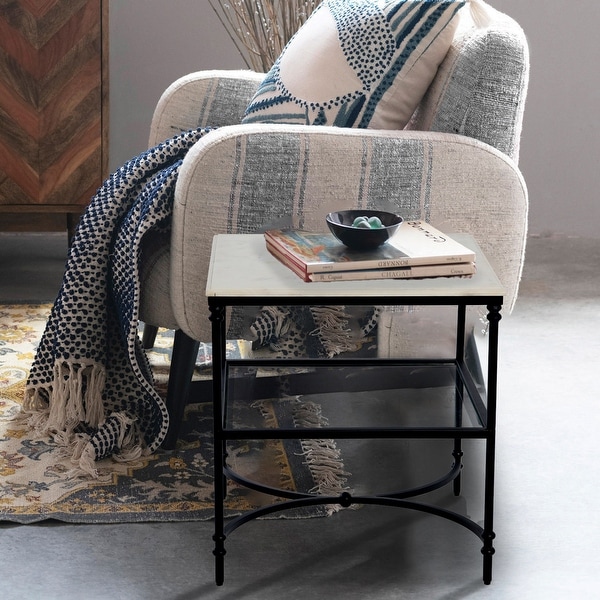 Libertine Genuine Marble and Glass End Table