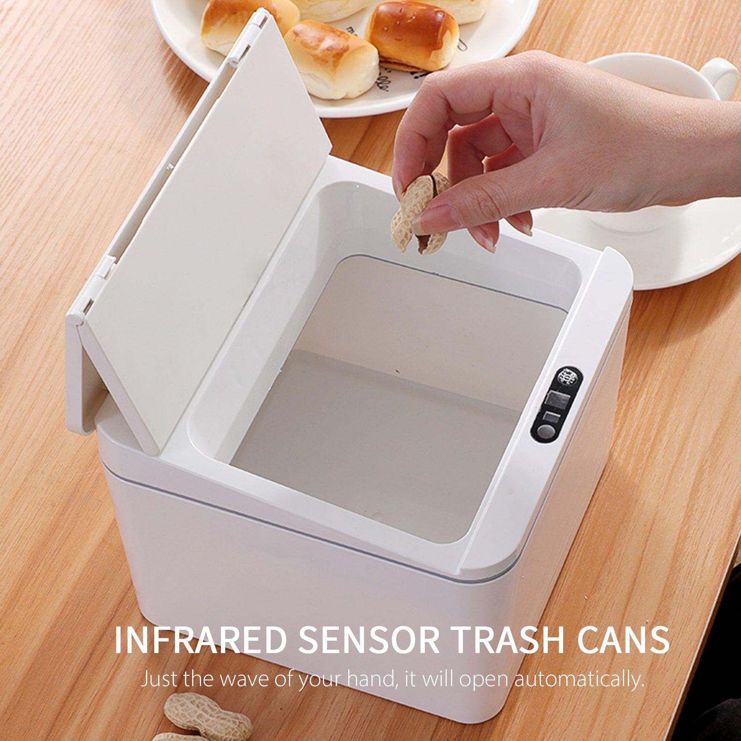 6L Touch-free Trash Cans Smart Induction Trash Bin Infrared Motion Sensor Automatic Garbage Can with Lid for Car Kitchen Bathroom Office Bedroom USB Powered