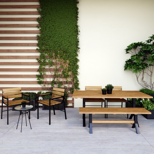 SEI Furniture Shenley WeatherResistant Natural Wood Dining Table