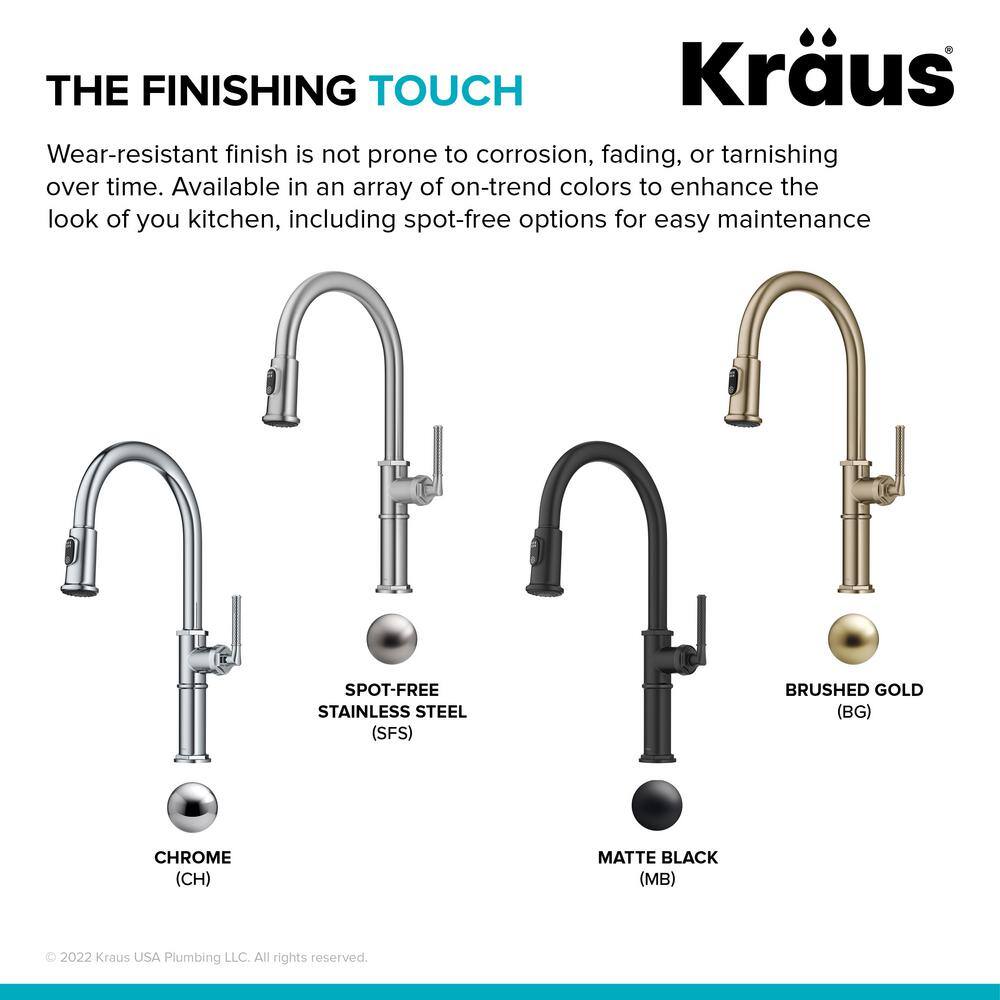 KRAUS Sellette Traditional Industrial Pull-Down Single Handle Kitchen Faucet in Matte Black KPF-4100MB