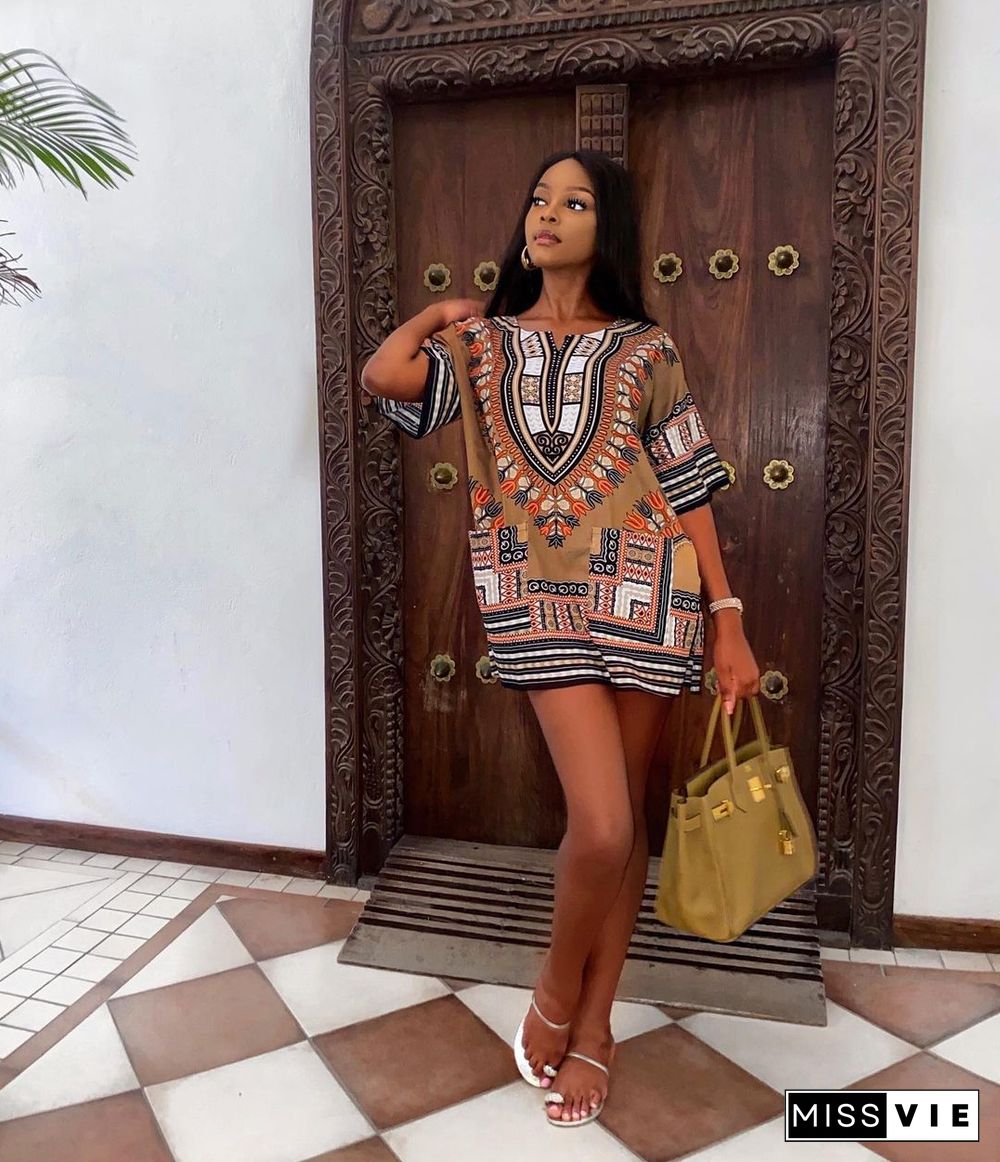 Fashion Casual Summer African Totem Dress