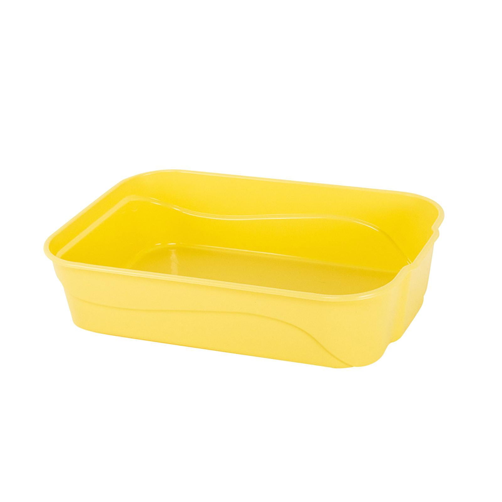 Cat Litter Box High Side Sifting Litter Box Open Litter Box Prevent Sand Leakage Kitten Potty  Tray for Kitty Rabbit Yellow