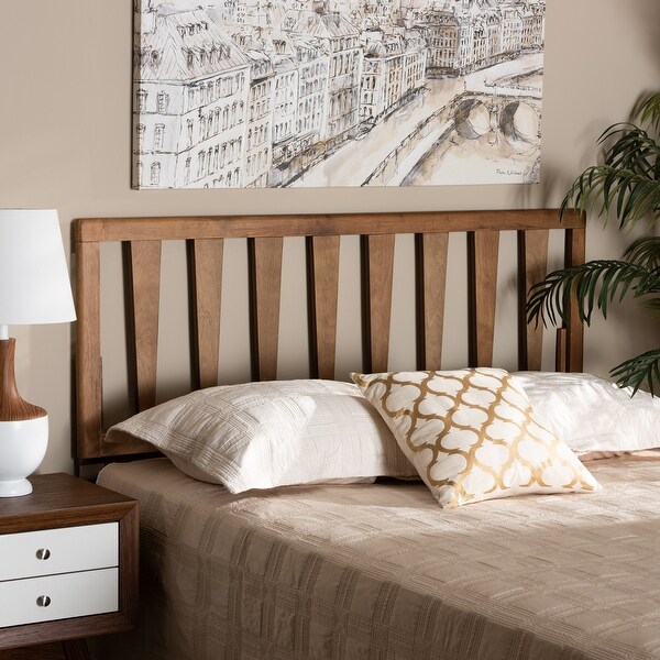 Duncan Contemporary Ash Walnut Finished Wood Headboard - - 32969788