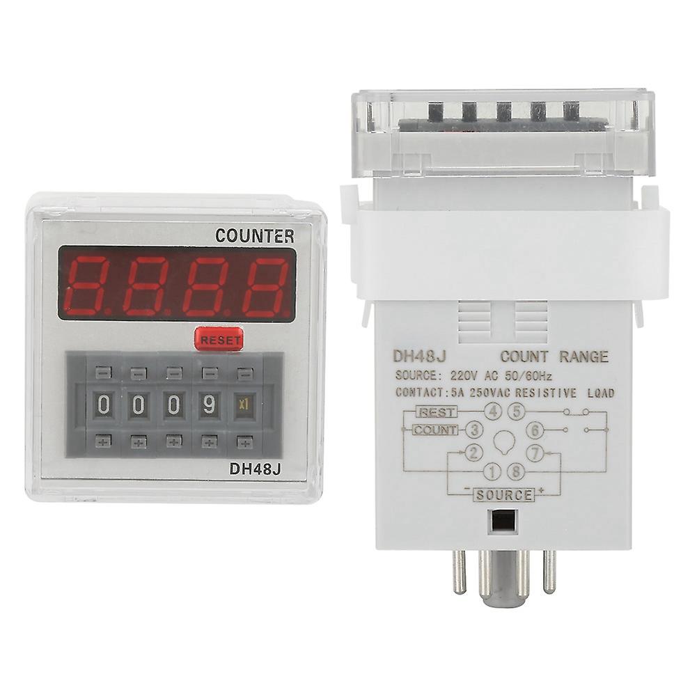 Dh48j 220vac Digital Counter Relay Led Display 1-999900 8-pin