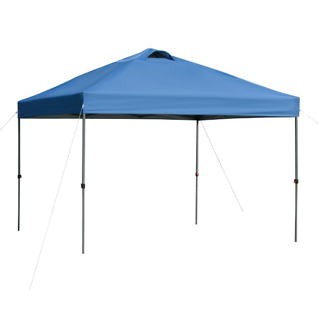 Outsunny 10 x27 X 10 x27 Pop Up Canopy Event Tent With Center Lift Hook Design 3 level Adjustable Height Top Vent Window Design And Easy Move Roller Bag