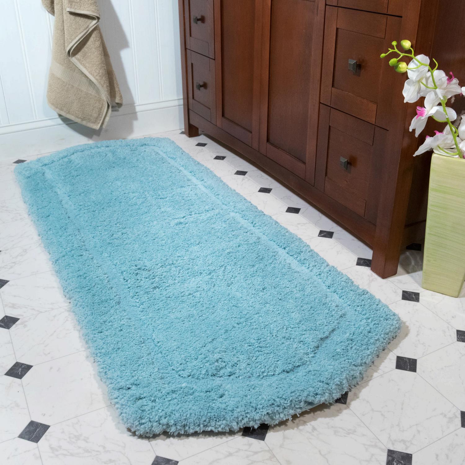 Chesapeake Paradise 3pc Memory Foam Spa Blue Bath Rug Set (22 x60 and 21 x34 and 17 x24 )