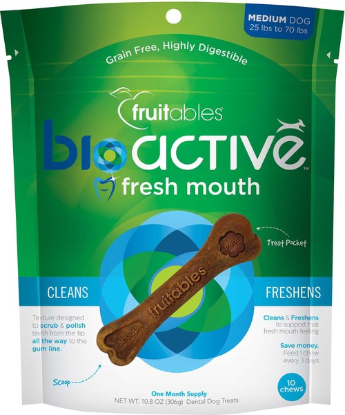 Fruitables BioActive Fresh Mouth Grain-Free Medium Dental Dog Treats