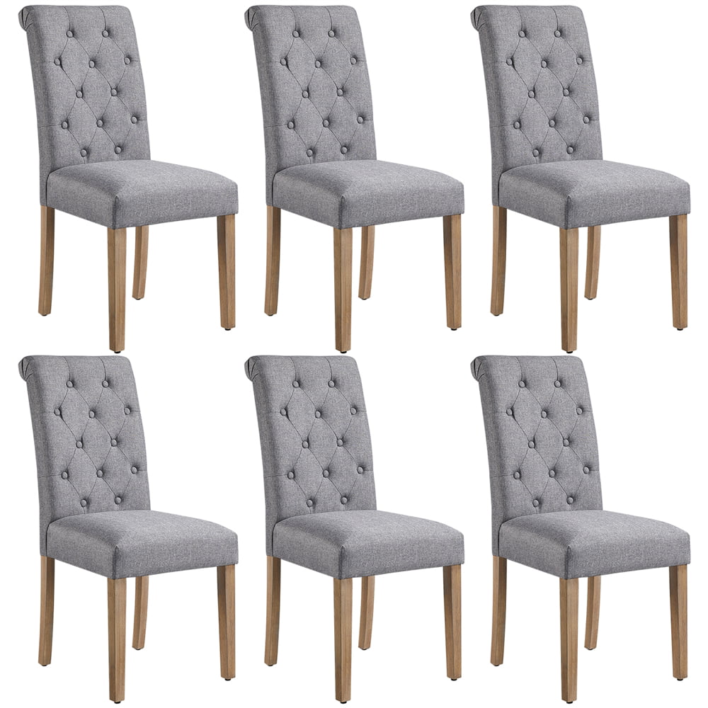 SmileMart 6pcs Padded Parsons Fabric Upholstered Dining Chairs， Dark Gray