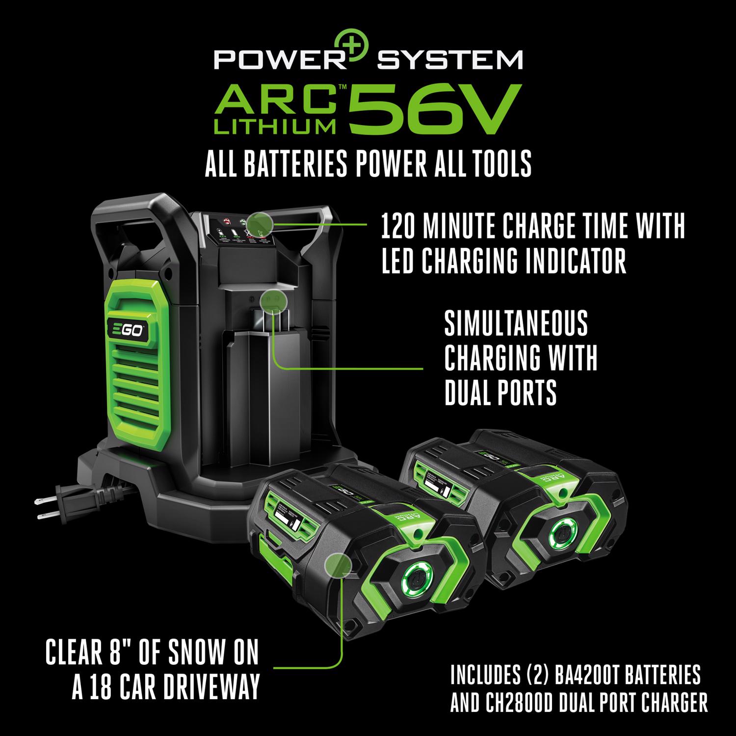 EGO Power+ SNT2405 24 in. Two stage 56 V Battery Snow Blower Kit (Battery \u0026 Charger) W/ TWO 7.5 AH BATTERIES