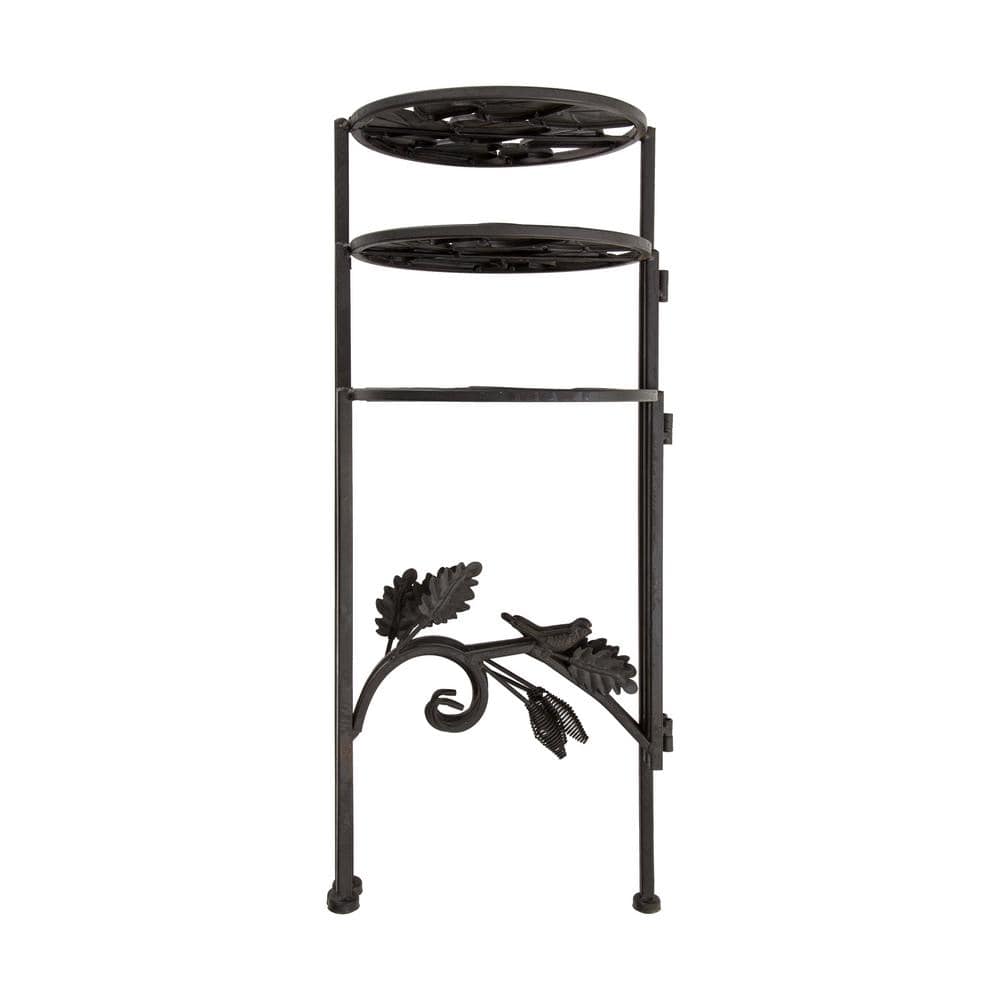 Alpine Corporation 23 in. Tall Outdoor Metal Rustic 3-Tier Garden Plant Stand BVK110