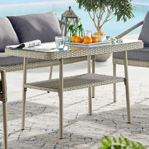 Lachica Outdoor Wicker Tall Rectangular Cocktail Table by Havenside Home