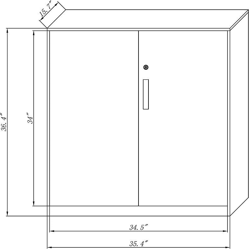 MECOLOR 35.4 in. Metal Office File Cabinet with Door and Lock for Office， School and Home