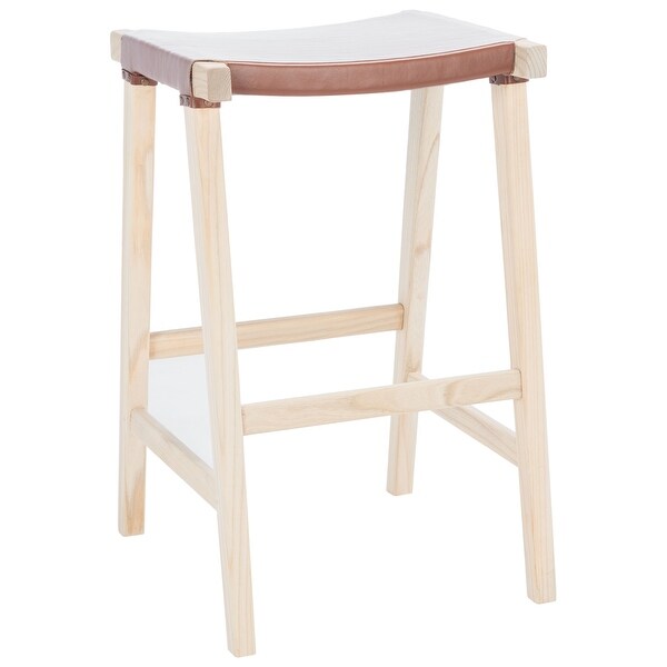 SAFAVIEH Aariz 30-inch Leather Rectangle Bar Stool - 18.5