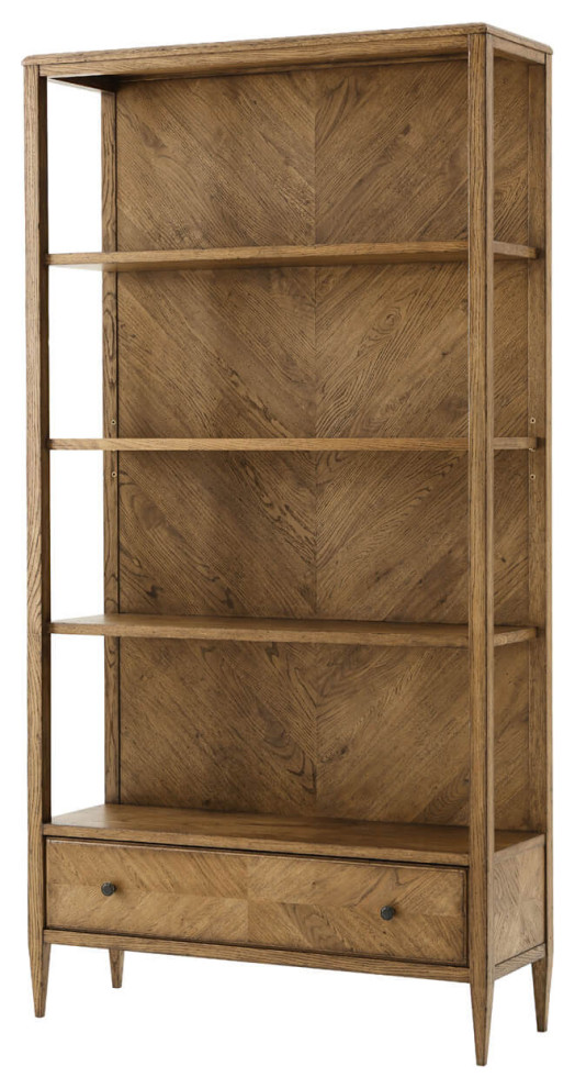 Modern Herringbone Oak Bookcase Light   Transitional   Bookcases   by English Georgian America  Houzz