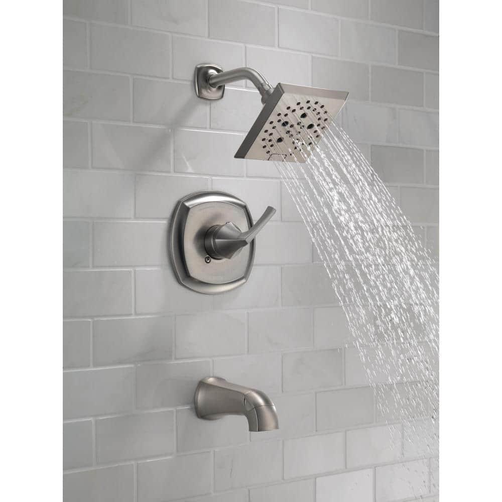 Delta Portwood SingleHandle 5Spray Tub and Shower Faucet with H2Okinetic in SpotShield Brushed Nickel