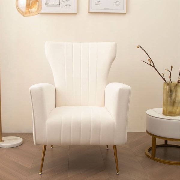 Modern Wingback Accent Lounge Arm Chair Velvet Chair with Gold Metal Legs Upholstered Single Sofa Chair for Living Room Bedroom