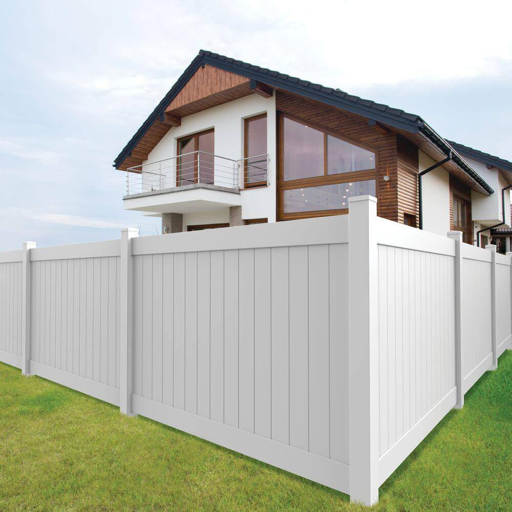 Barrette Outdoor Living 5 in. x 5 in. x 9 ft. White Vinyl Routed Fence Corner Post 73024022