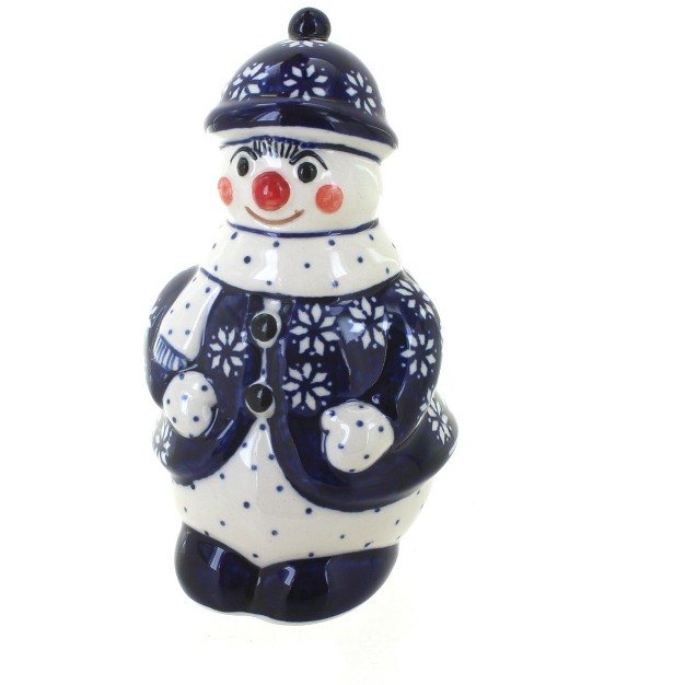 Blue Rose Polish Pottery 1878 Zaklady Snowman Figurine