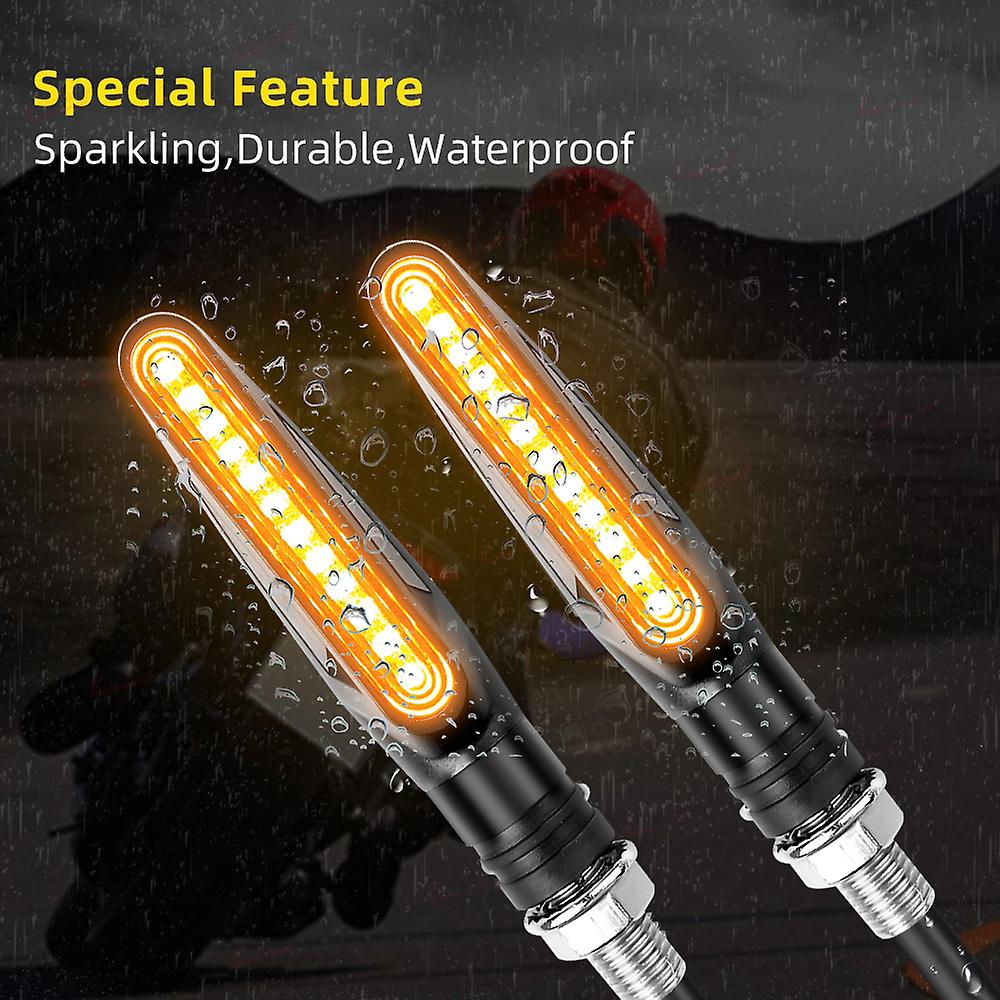 2pcs Universal Motorcycle Led Turn Signals Light Flowing Water Flashing Indicator Sequential Tail Running Lamp Blinker Flasher