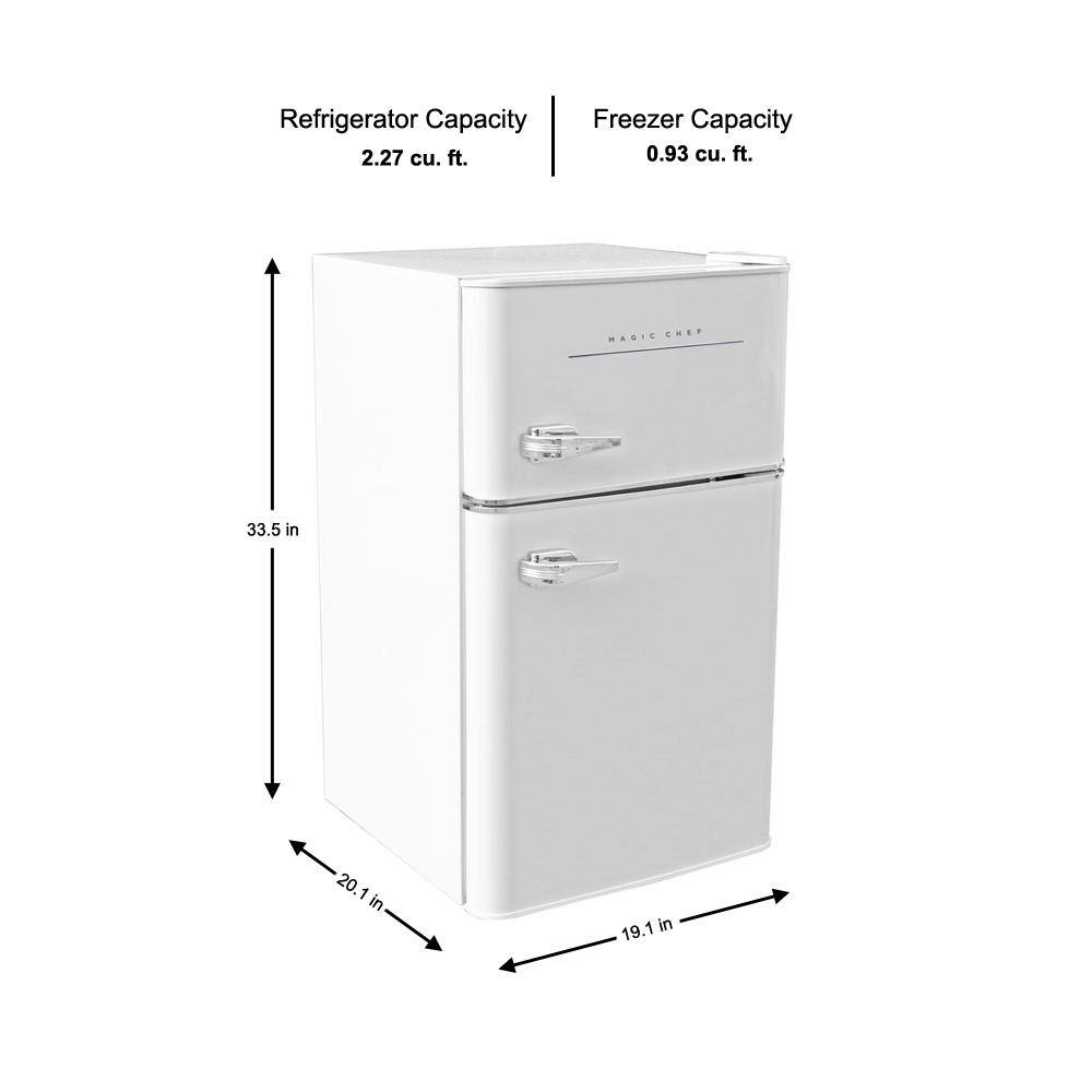 Magic Chef Retro 3.2 Cu. Ft. 2 Door Mini Fridge in White HMCR320WE