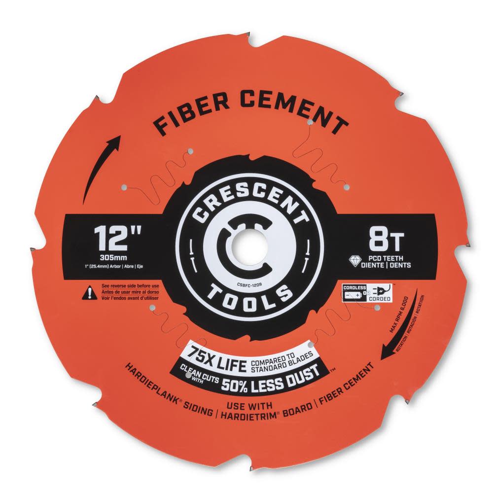 CRESCENT APEX Circular Saw Blade 12 x 8 Tooth Fiber Cement ;