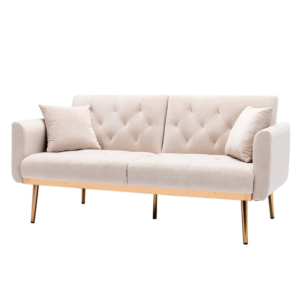 Modern   Vintage Style Velvet Upholstery Adjustable Loveseat