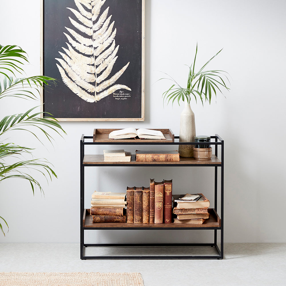 RIVOLI Display Unit Console 90cm - Natural Oak / Black