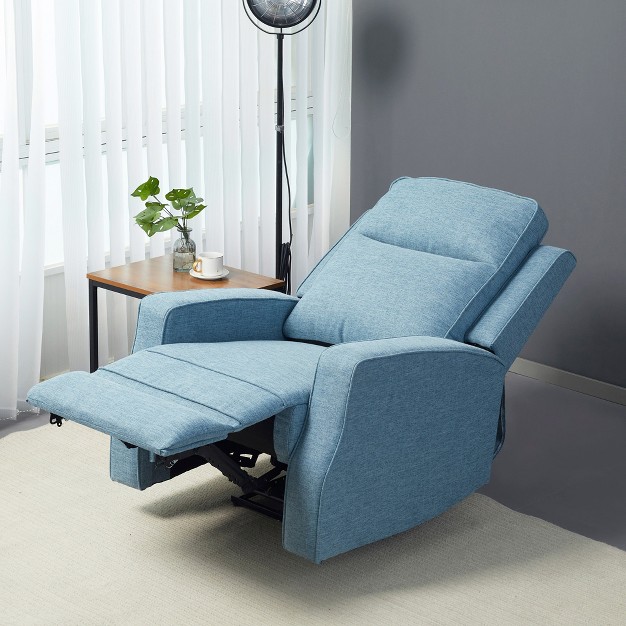 Homcom Electric Power Recliner Armchair With Usb Charging Station Sofa Recliner With Linen Upholstered Seat And Footrest Blue