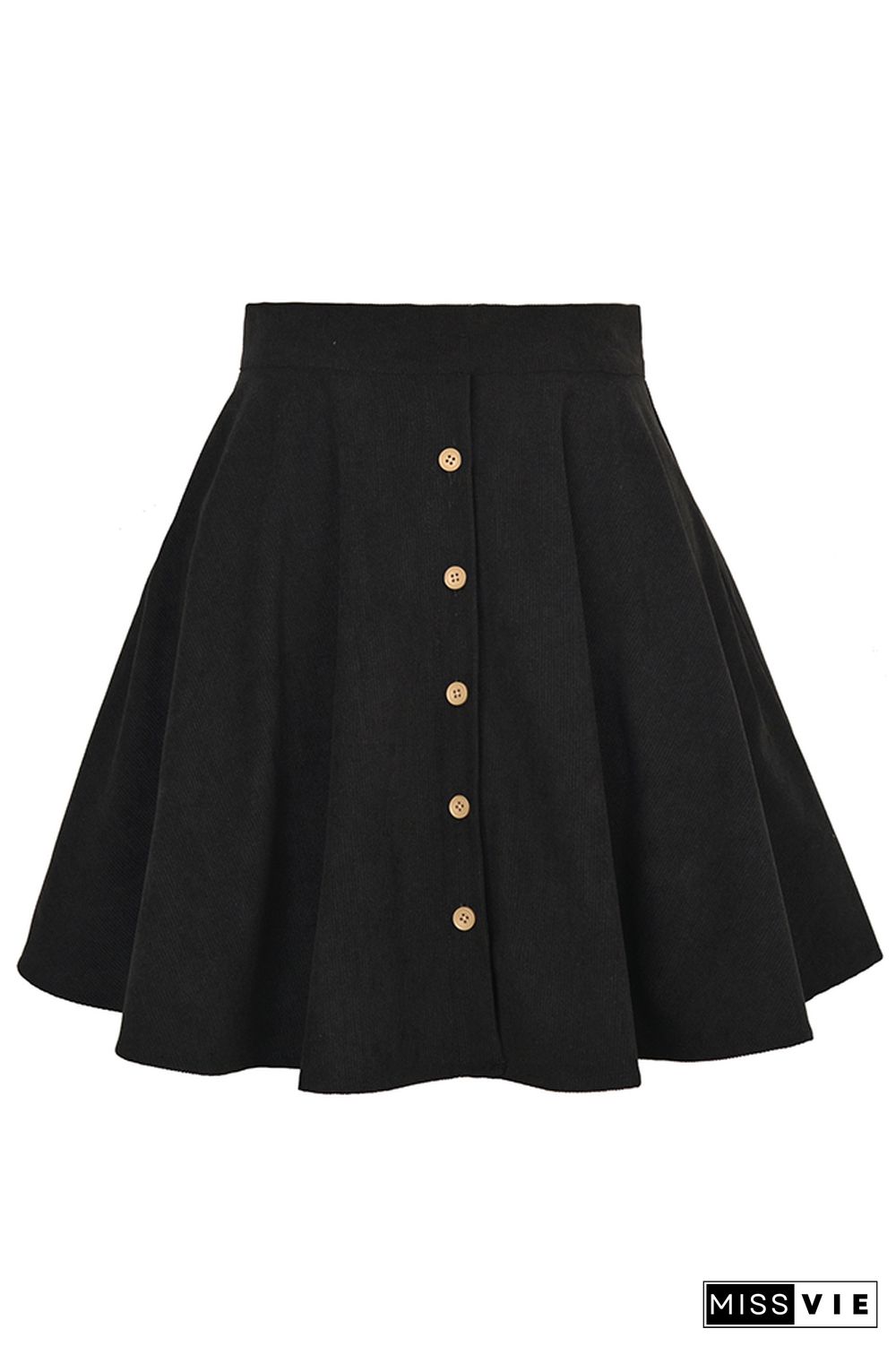 Corduroy High Waist Button Skirt