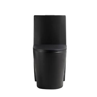 12 in. 1-piece 1.11.6 GPF Dual Flush Elongated Toilet in Black Soft Close Seat Included (cUPC Approved) MB21S0901