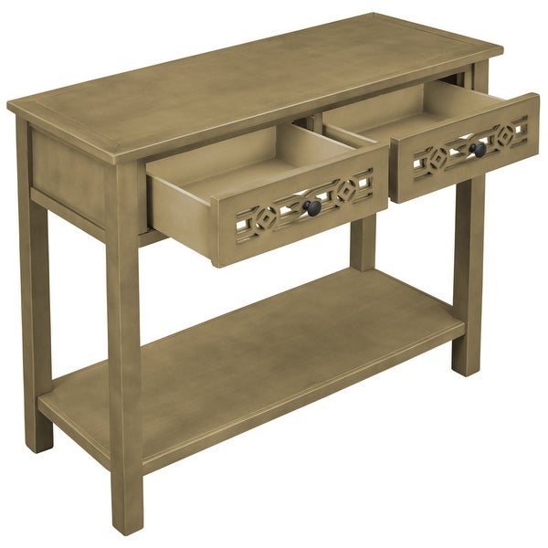 Control table， classic sofa table with 2 cut-out top drawers