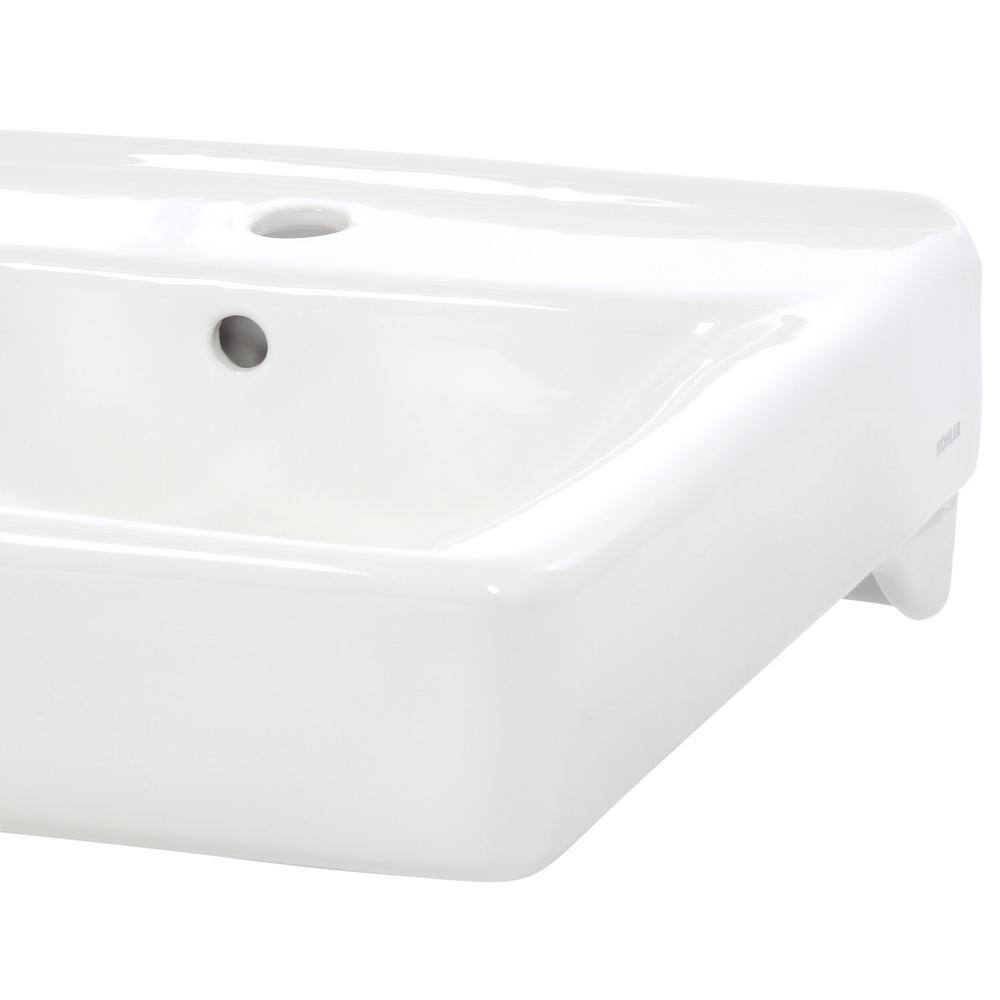 KOHLER Soho Wall-Mount Vitreous China Bathroom Sink in White with Overflow Drain K-2084-0