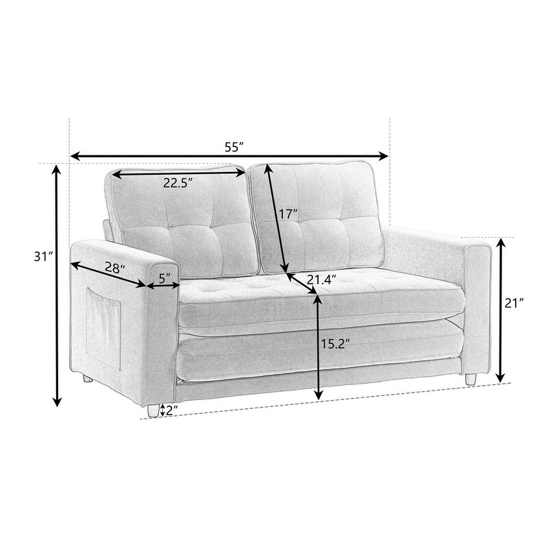 3 Fold Loveseat Sofa  Convertible Futon Couch Sleeper Sofabed