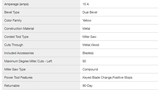 DEWALT DWS716 15 Amp Corded 12 in. Compound Double Bevel Miter Saw