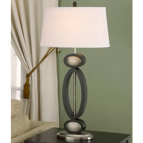 Artiva USA Infinity Contemporary 33.5-inch Dark Walnut， Espresso and Brushed Steel Modern Table Lamp