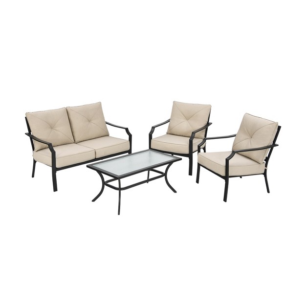 Tangkula 4 Pcs Patio Furniture Set Outdoor Sectional Conversation Set W coffee Table amp Cushions