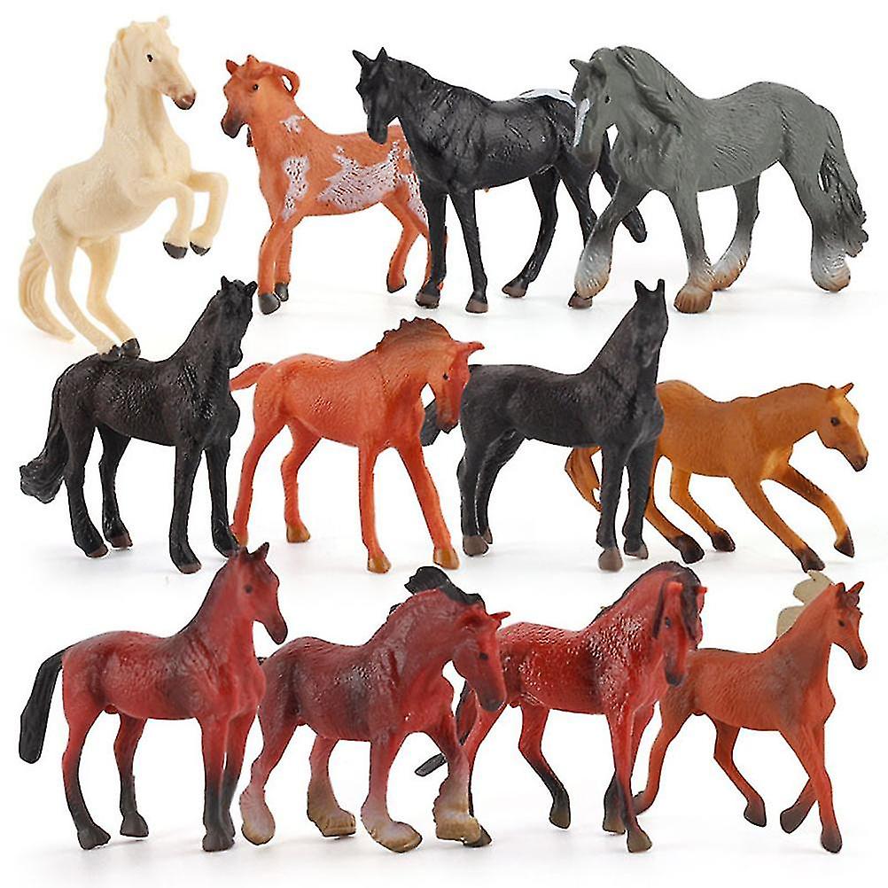 12PCS Mini Action Figures Horse Toy Model Simulation PVC Miniature Horse Animals Toy Playset Educational Toy for Children