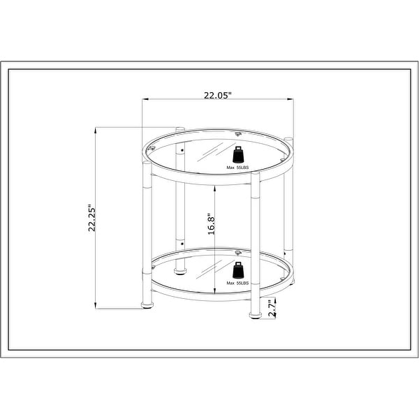 Contemporary Acrylic End Table， Side Table with Tempered Glass Top， Chrome/Silver End Table for Living RoomandBedroom