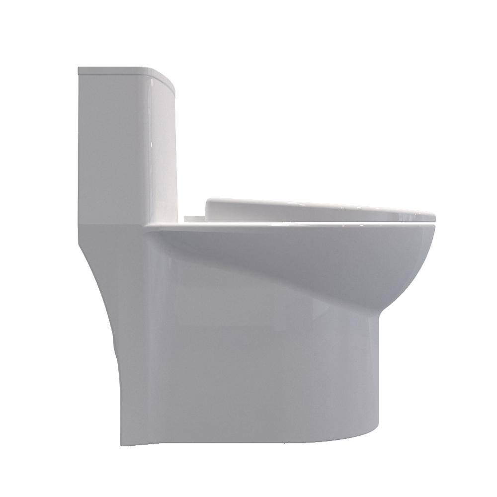 12 in. Rough-In 1-piece 1.61.1 GPF Dual Flush Elongated Toilet in White Soft-Close Seat Included AL1001MTASM