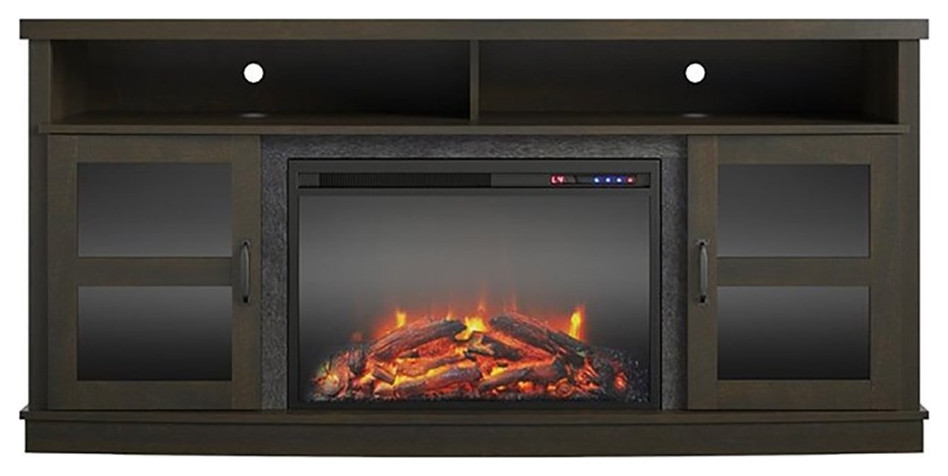 Beaumont Lane Modern Wood Fireplace TV Stand for TVs up to 65 quotin Espresso   Transitional   Entertainment Centers And Tv Stands   by Homesquare  Houzz