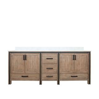 Lexora Ziva 84 in W x 22 in D Rustic Barnwood Double Bath Vanity and Cultured Marble Top LZV352284SNJS000