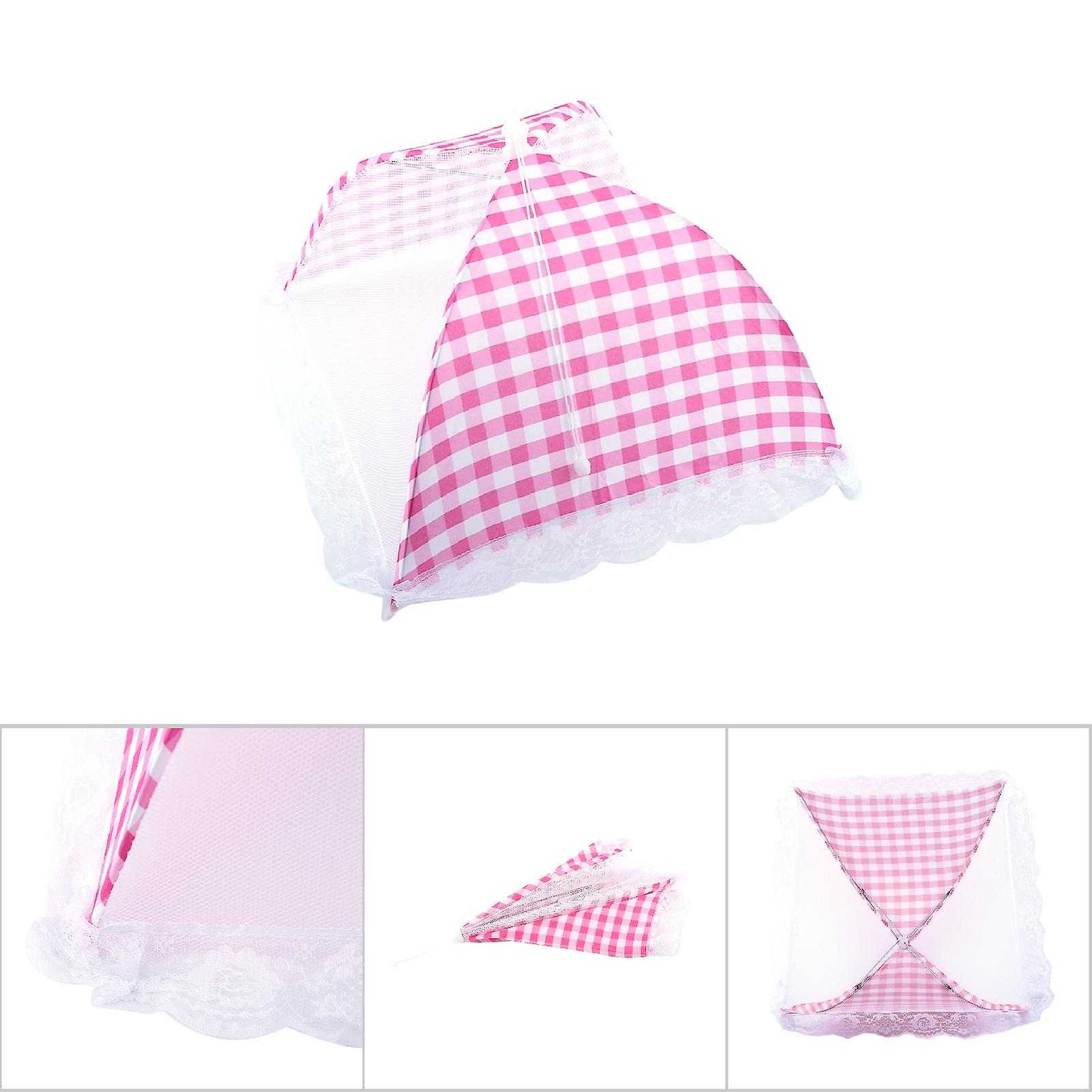 Collapsible Food Umbrella Cover Pop Up Dome Mesh Fly Wasp Insect Net Bbq Kitchen Pink