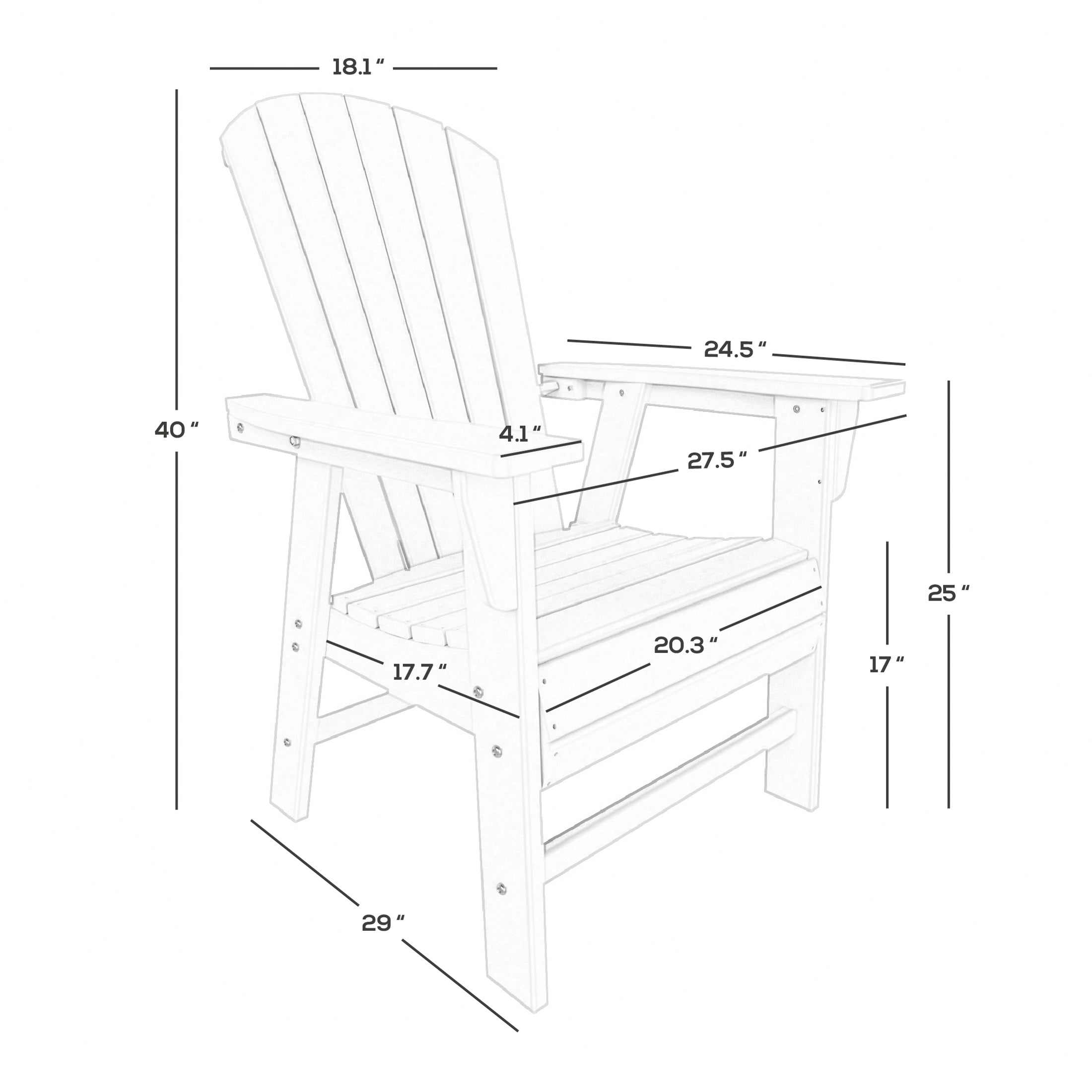 WestinTrends Dylan Adirondack Outdoor Dining Set for 4, All Weather Poly Lumber Patio Table and Chairs Set of 4, 47