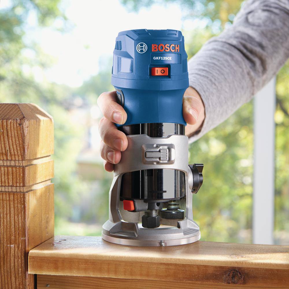 Bosch 7 Amp 1-14 HP Variable Speed Fixed-Based Palm Corded Router Kit GKF125CEK