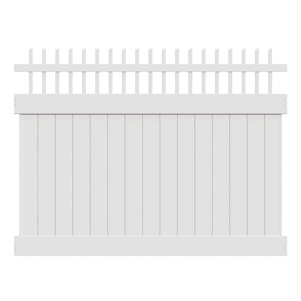 Barrette Outdoor Living Carson 6 ft. x 8 ft. White Vinyl Open Picket Top Fence Panel 73040126